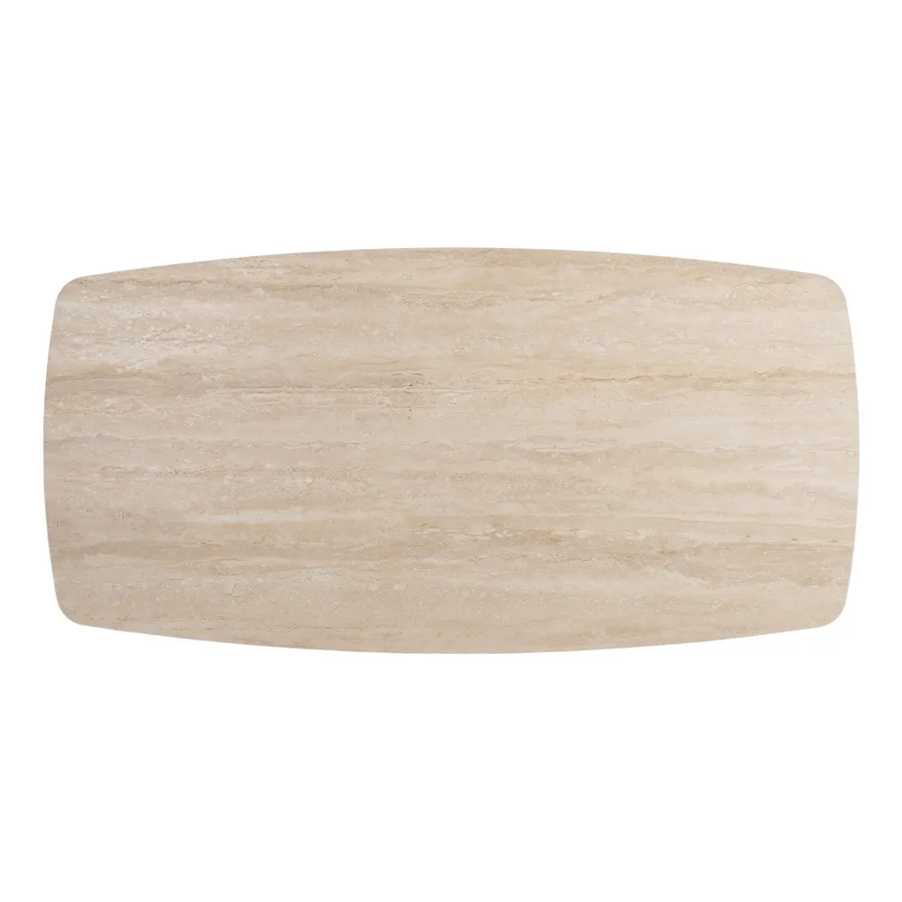 Măsuță de cafea din piatră sinterizată travertin cu bază metalică [6]