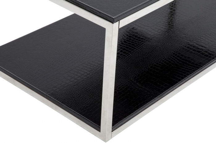 Masuta de cafea neagra suport reviste cadru cromat 120x60 - CreativDeco.ro [4]