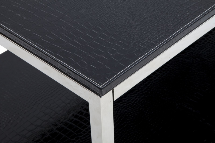 Masuta de cafea neagra suport reviste cadru cromat 120x60 - CreativDeco.ro [5]