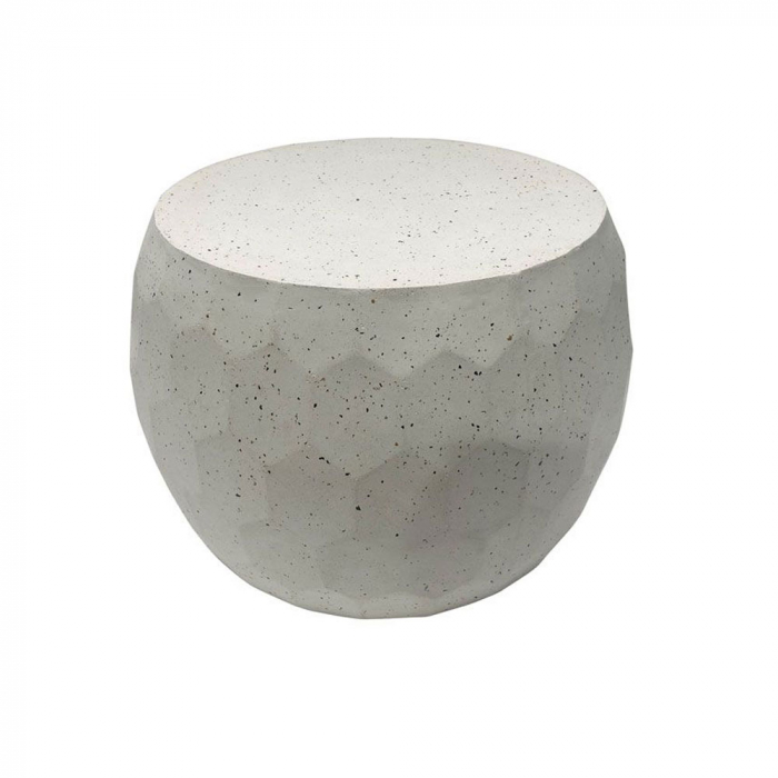 Măsuță rotundă Bee Mosaic crem 65.5x46 cm, compozit mineral, textură geometrică, finisaj piatră naturală [1]