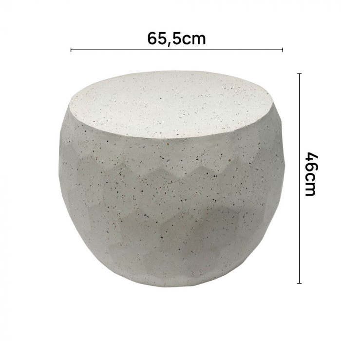 Măsuță rotundă Bee Mosaic crem 65.5x46 cm, compozit mineral, textură geometrică, finisaj piatră naturală [5]