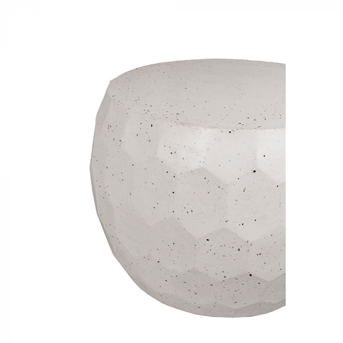 Măsuță rotundă Bee Mosaic crem 65.5x46 cm, compozit mineral, textură geometrică, finisaj piatră naturală [4]