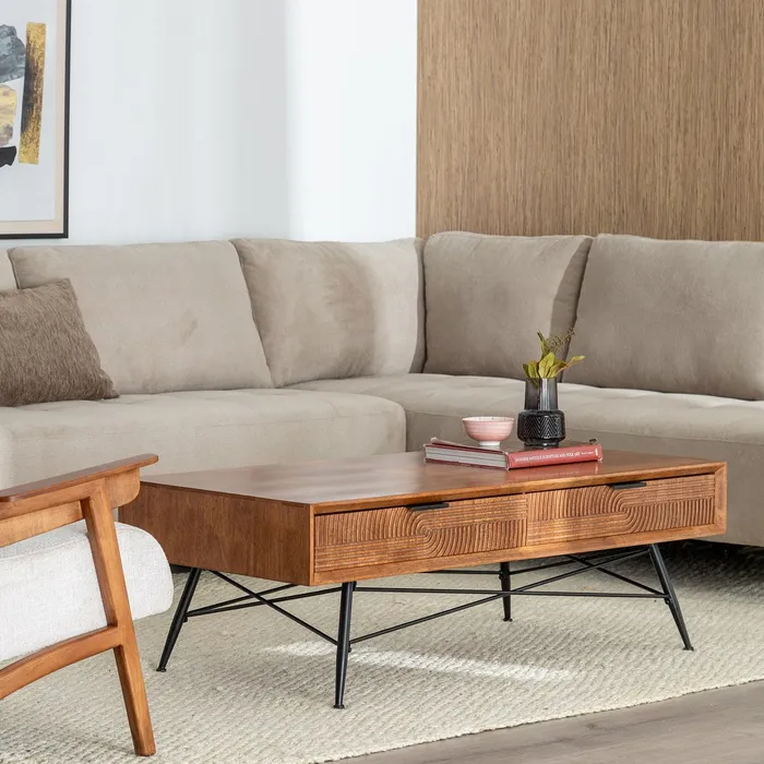 Masuta cafea lemn cauciuc|Mobilier living industrial [2]