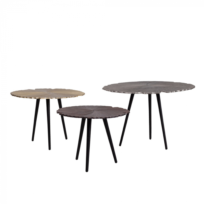Masuta cafea Leaf 60 metal nichel negru design organic - vedere de sus cu design frunza [4]