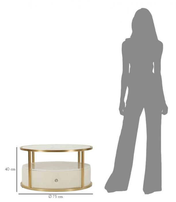 Masuta cafea rotunda | Blat marmorat | CreativDeco [9]