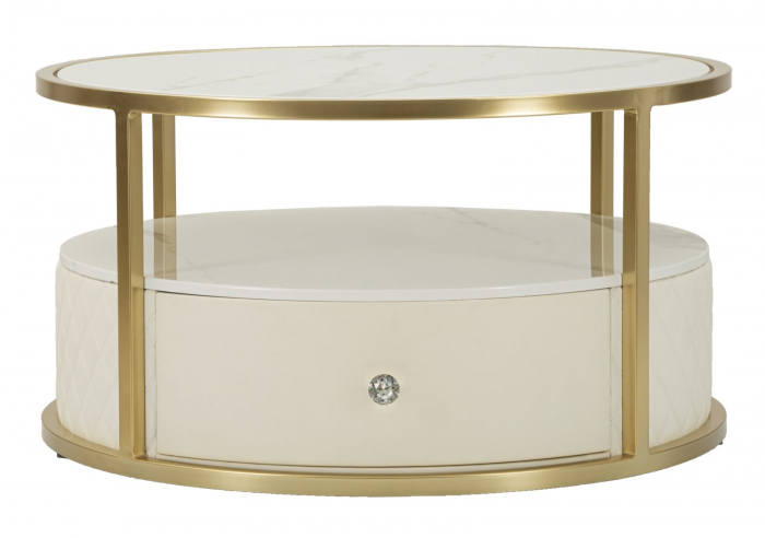 Masuta cafea rotunda | Blat marmorat | CreativDeco [1]