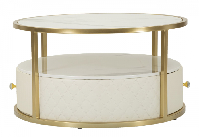 Masuta cafea rotunda | Blat marmorat | CreativDeco [3]