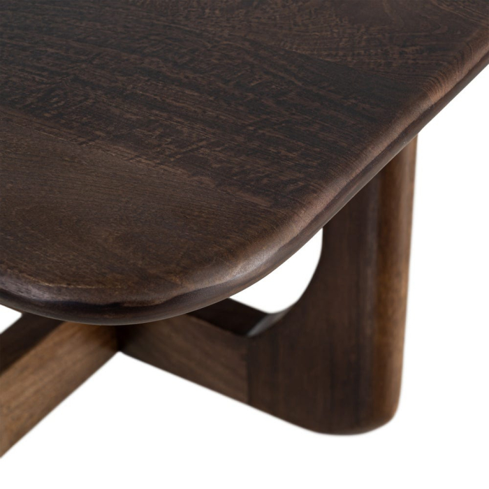 Măsuță de cafea pătrată din lemn de mango cu bază sculpturală [4]