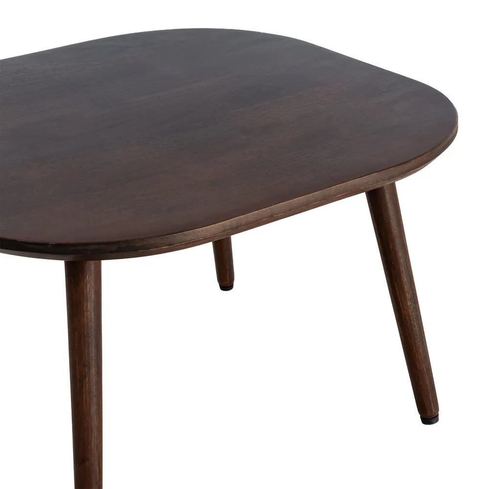 Măsuță de cafea pătrată maro închis din lemn de mango design mid-century modern [3]
