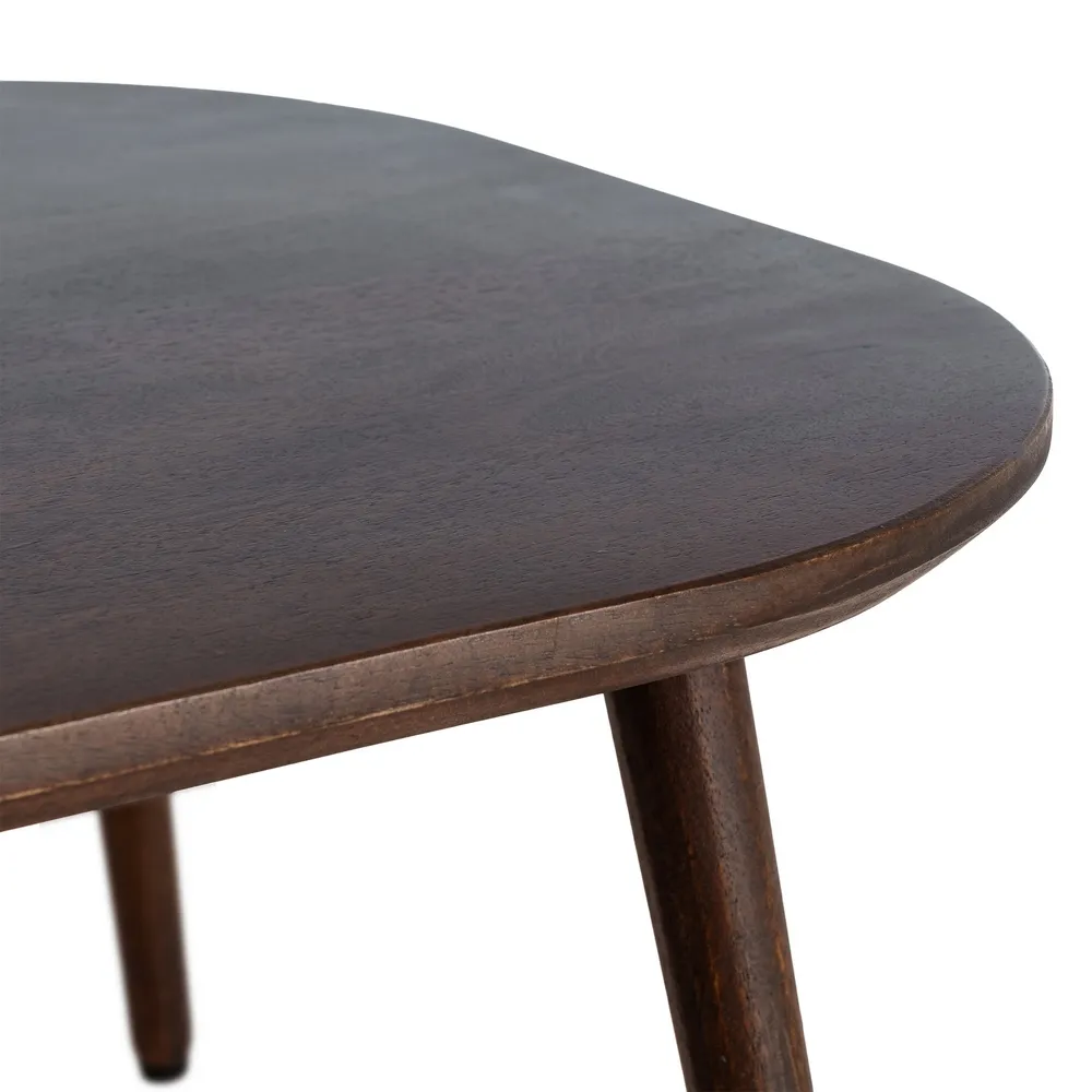 Măsuță de cafea pătrată maro închis din lemn de mango design mid-century modern [4]