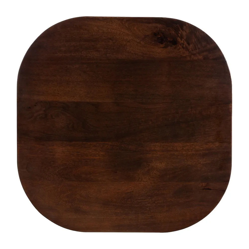Măsuță de cafea pătrată maro închis din lemn de mango design mid-century modern [6]