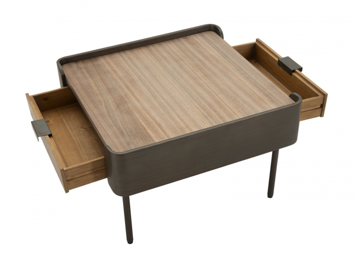 Masuta cafea patrata retro cu sertar mid-century CreativDeco [3]