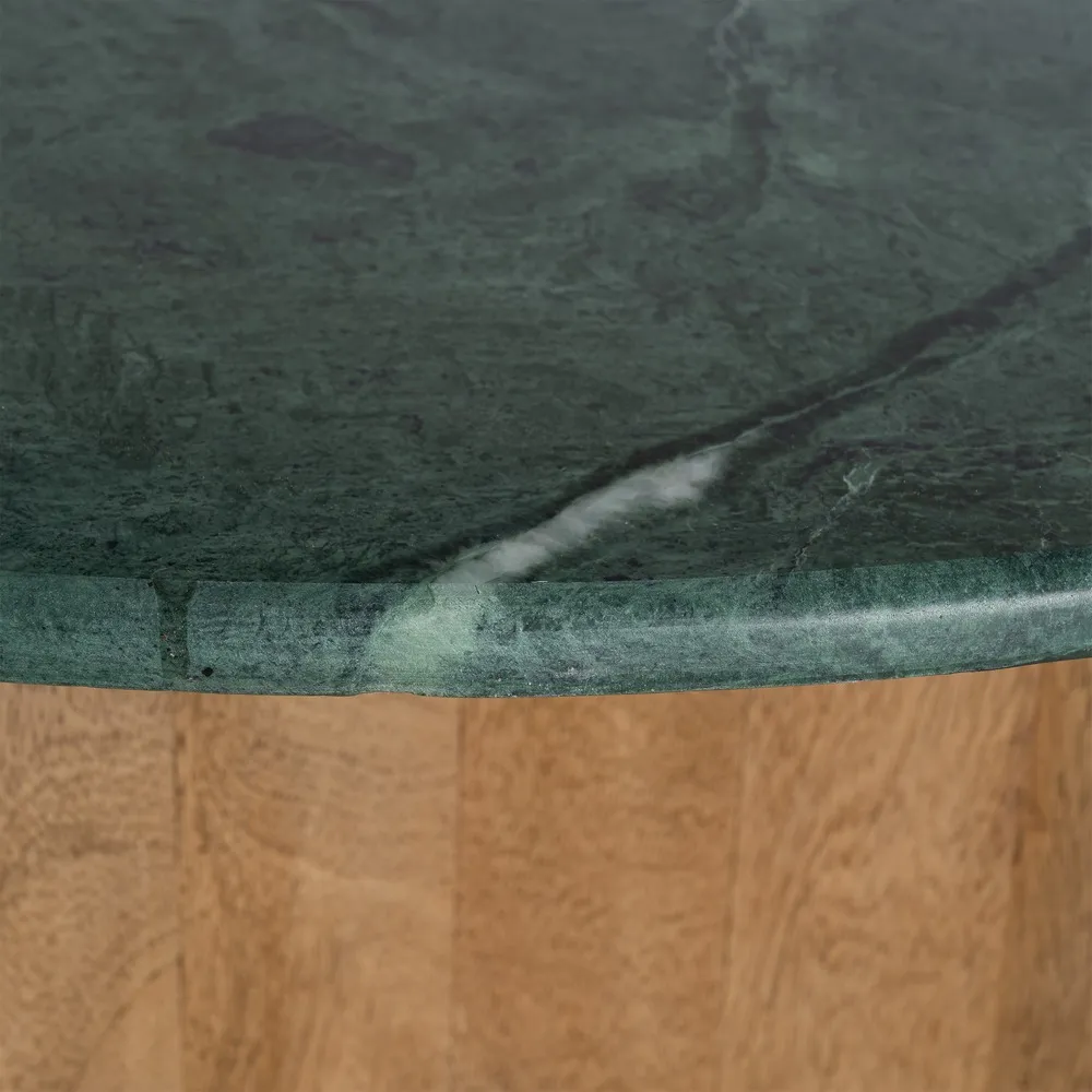 Măsuță de cafea rotundă cu blat de marmură verde pe bază din lemn de mango – fotografie produs principal [7]