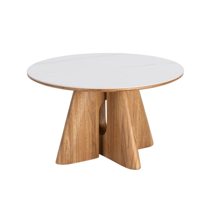 Măsuță de cafea rotundă cu blat din ceramică albă cu aspect de marmură [8]
