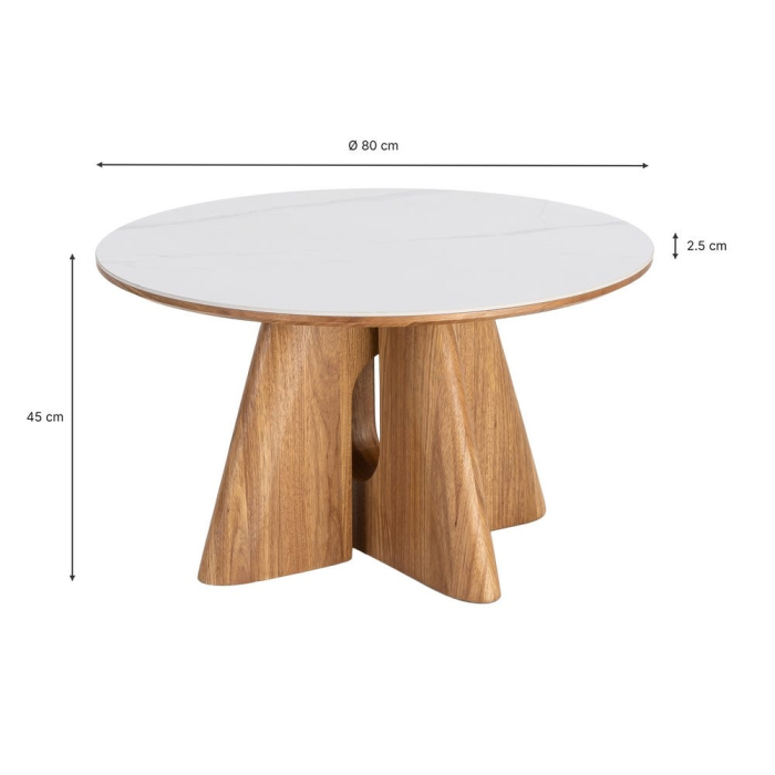 Măsuță de cafea rotundă cu blat din ceramică albă cu aspect de marmură [9]
