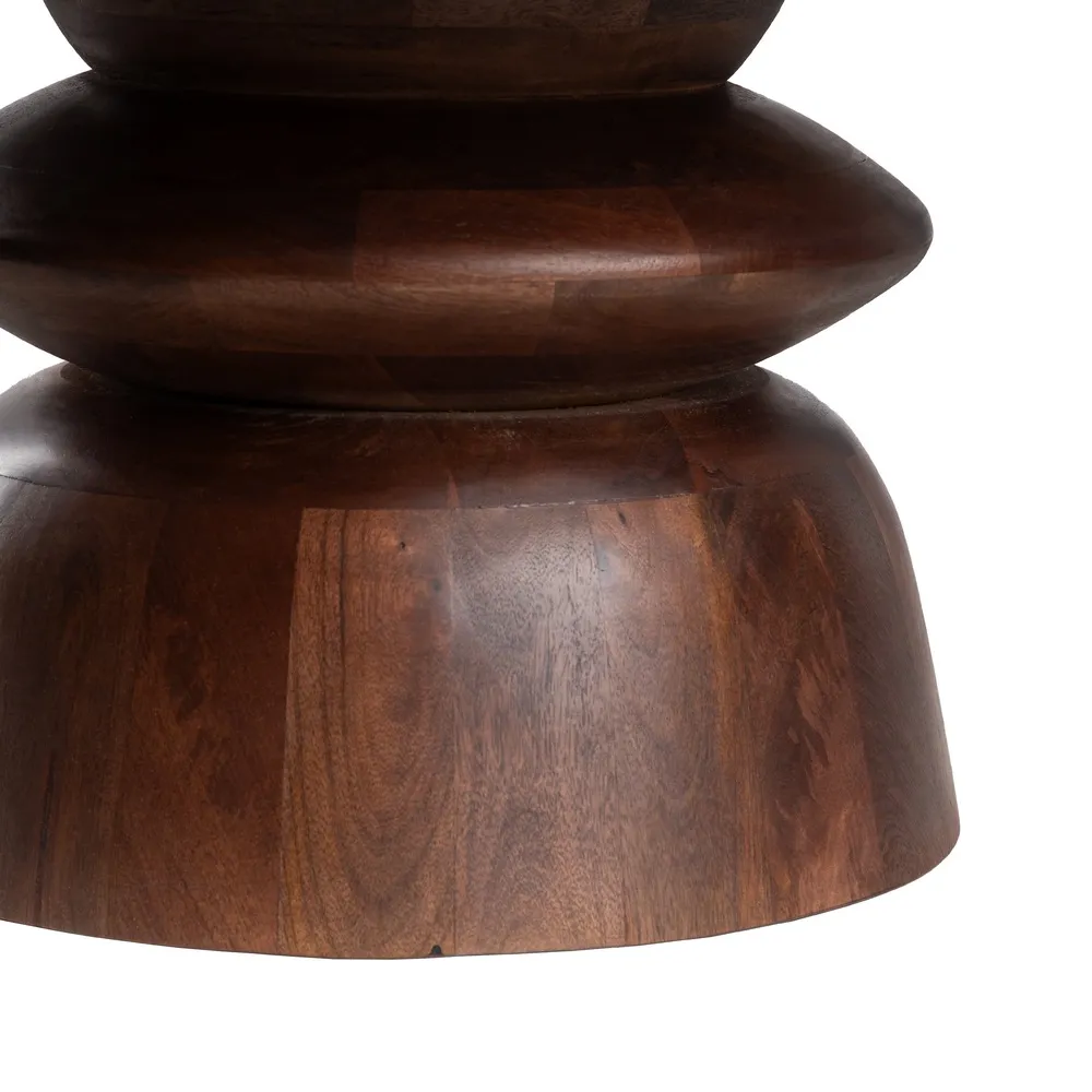 Măsuță rotundă marmură crem cu bază volumetrică mango maro intens [4]