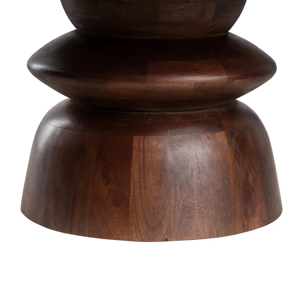 Măsuță rotundă marmură crem cu bază volumetrică mango maro intens [6]