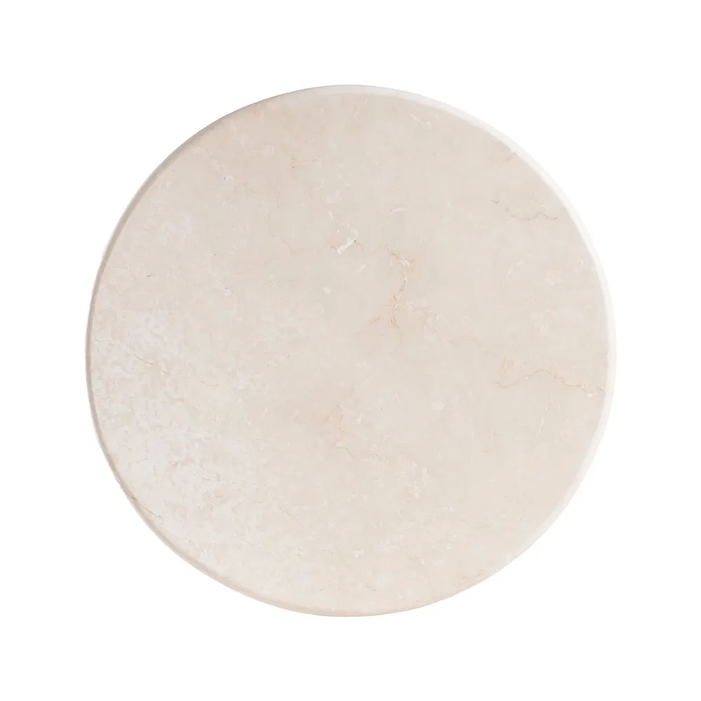 Măsuță rotundă marmură crem cu bază volumetrică mango maro intens [5]