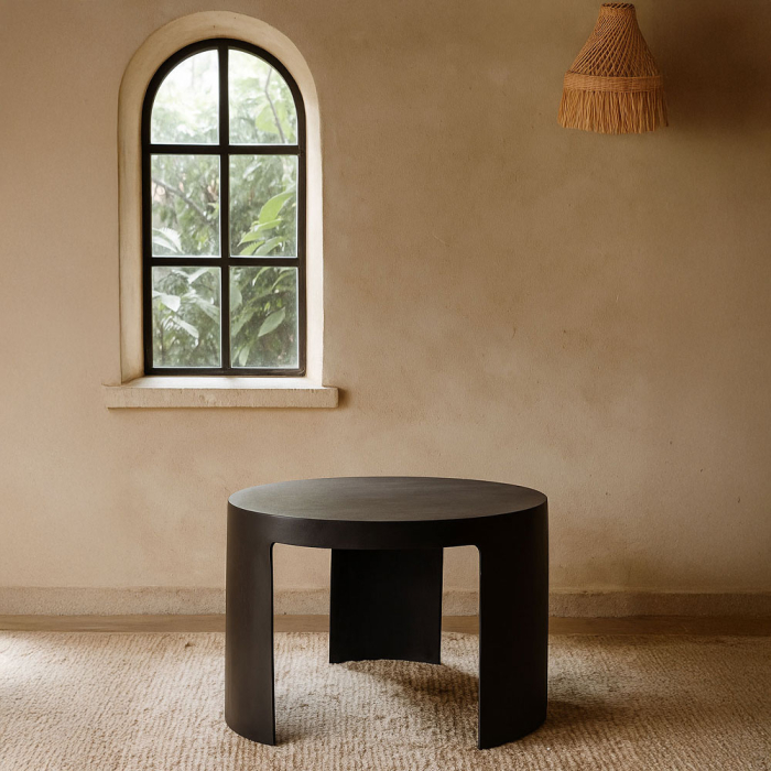 Măsuță de cafea rotundă din aluminiu negru cu design minimalist [4]