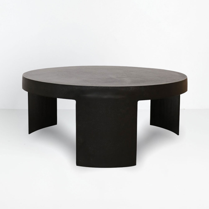 Măsuță de cafea rotundă din aluminiu negru cu design minimalist [3]