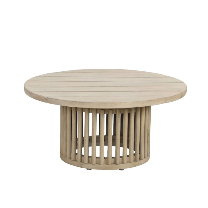 Măsuță de cafea rotundă din lemn de acacia bej [6]