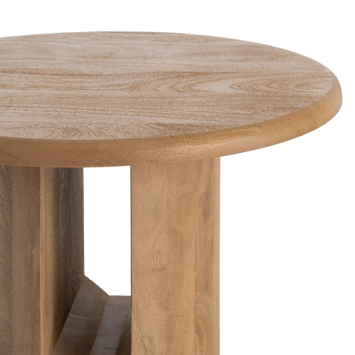 Măsuță de cafea rotundă din lemn de mango cu baza cilindrica [4]