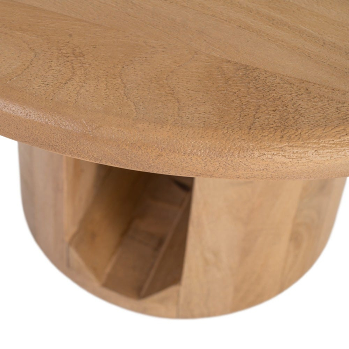 Măsuță de cafea rotundă din lemn de mango cu baza cilindrica [5]