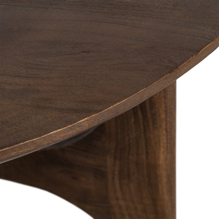 Măsuță de cafea rotundă din lemn de mango cu bază sculpturală [4]