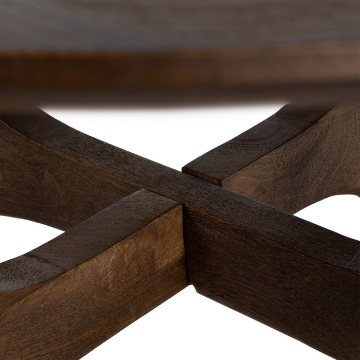 Măsuță de cafea rotundă din lemn de mango cu bază sculpturală [6]