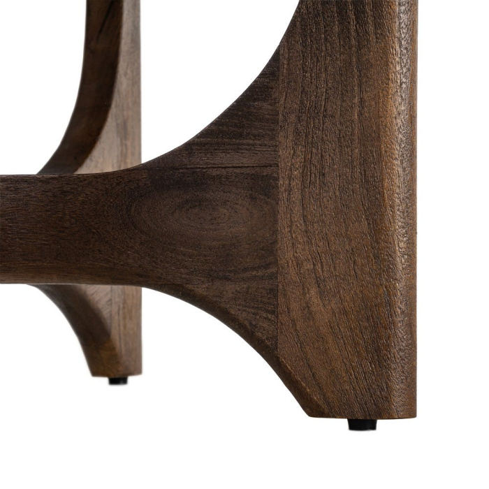 Măsuță de cafea rotundă din lemn de mango cu bază sculpturală [8]