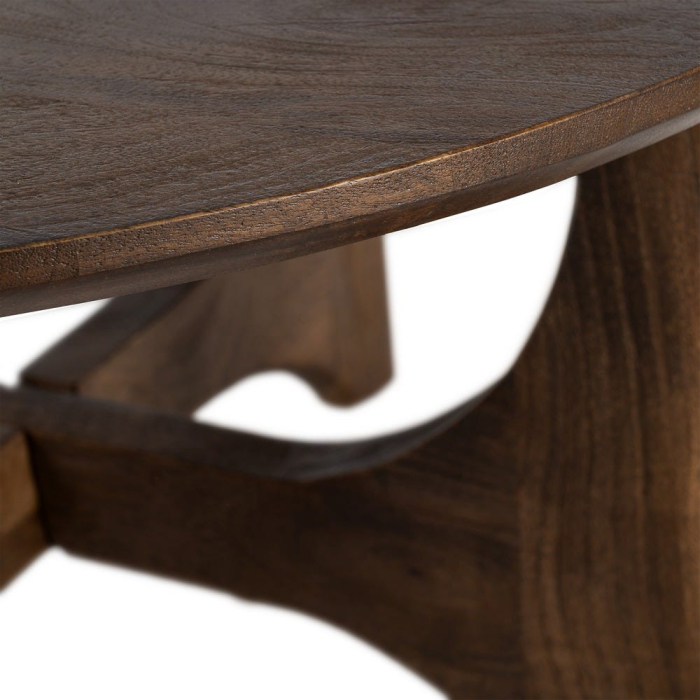 Măsuță de cafea rotundă din lemn de mango cu bază sculpturală [7]