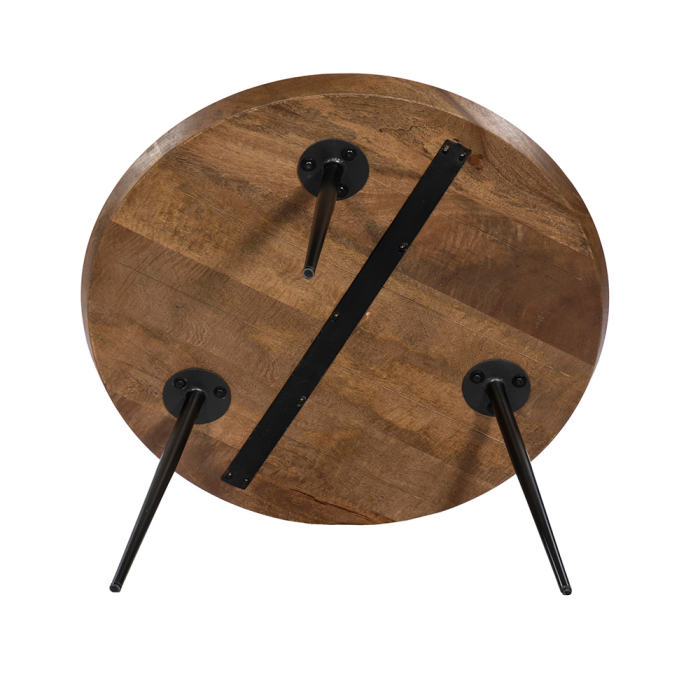 Măsuță de cafea rotundă din lemn de mango și metal negru [7]