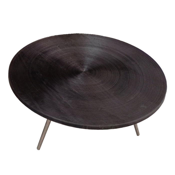 Măsuță de cafea rotundă din lemn negru și metal argintiu [4]