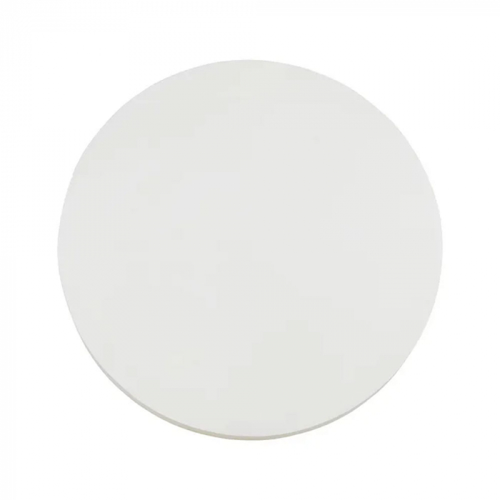 Măsuță cafea rotundă Mykonos – imagine laterală cu blat alb mat și bază cilindrică neagră [5]