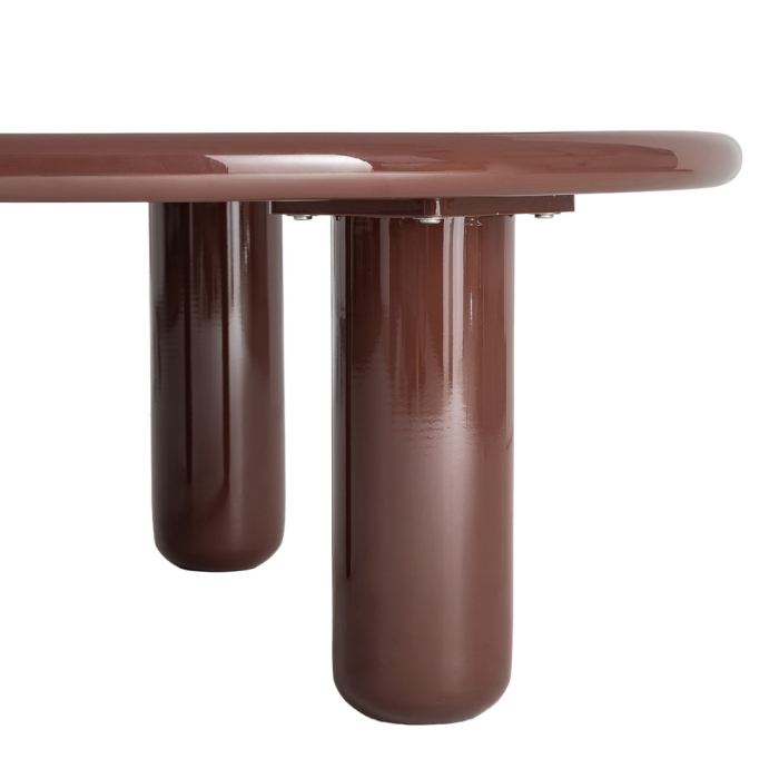 Masuta de cafea rotunda din MDF lacuit grena [4]