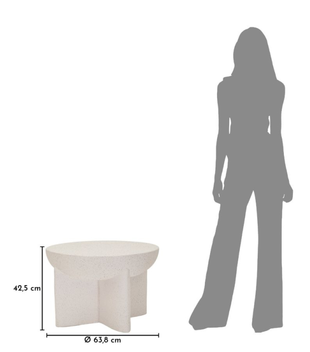 Masuta de cafea rotunda crem efect piatra 63.8x42.5 cm [7]