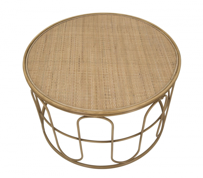Masuta cafea rotunda ratan cu blat texturat exotic CreativDeco [3]