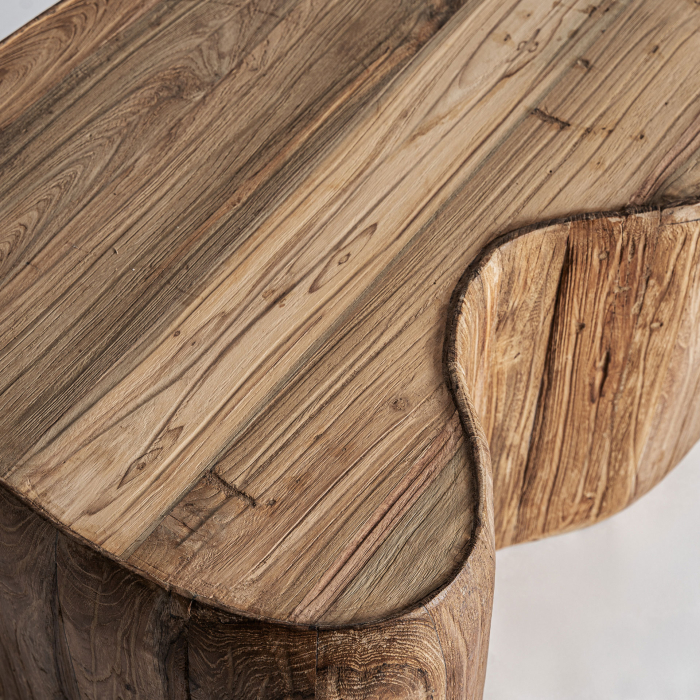 Măsuță de cafea sculpturală lemn tec reciclat Erloy [4]