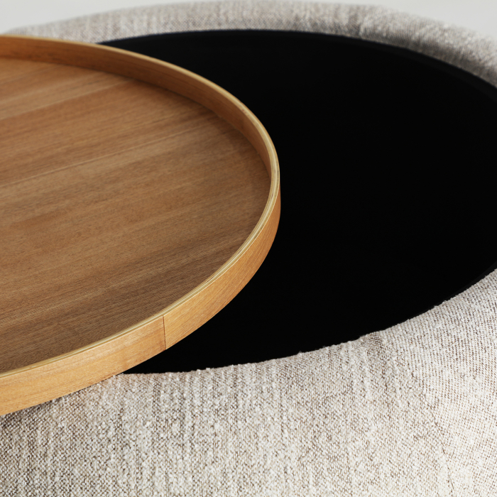 Măsuță de cafea tapițată bej pentru spații HoReCa 102 cm [5]