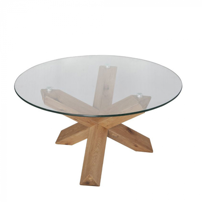 Masuta cafea transparenta stejar Glass - design modern [1]