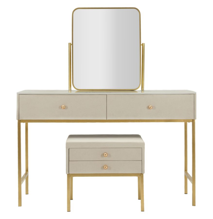 Măsuță de toaletă cu oglindă și taburet tapițat design modern [3]