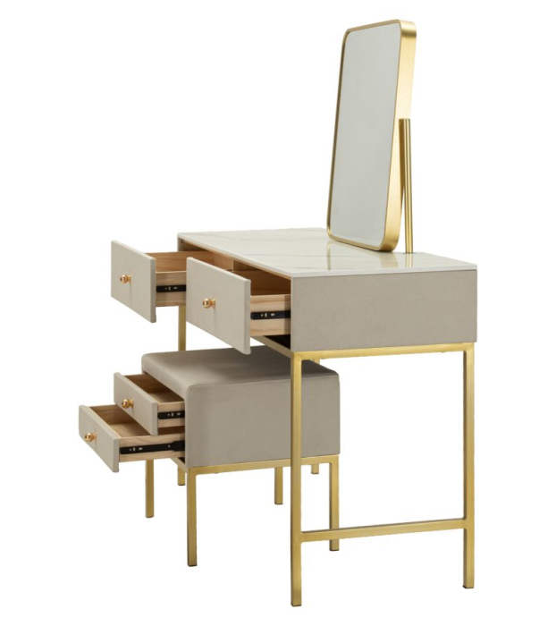 Măsuță de toaletă cu oglindă și taburet tapițat design modern [5]