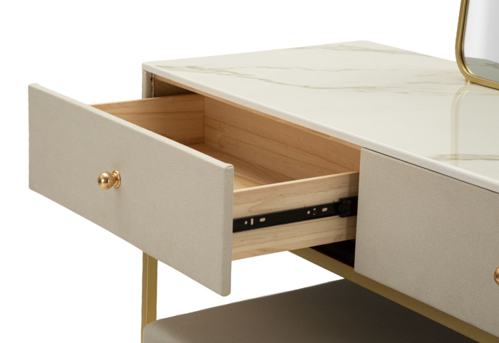 Măsuță de toaletă cu oglindă și taburet tapițat design modern [8]