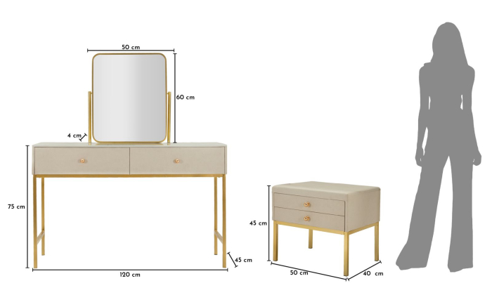 Măsuță de toaletă cu oglindă și taburet tapițat design modern [11]