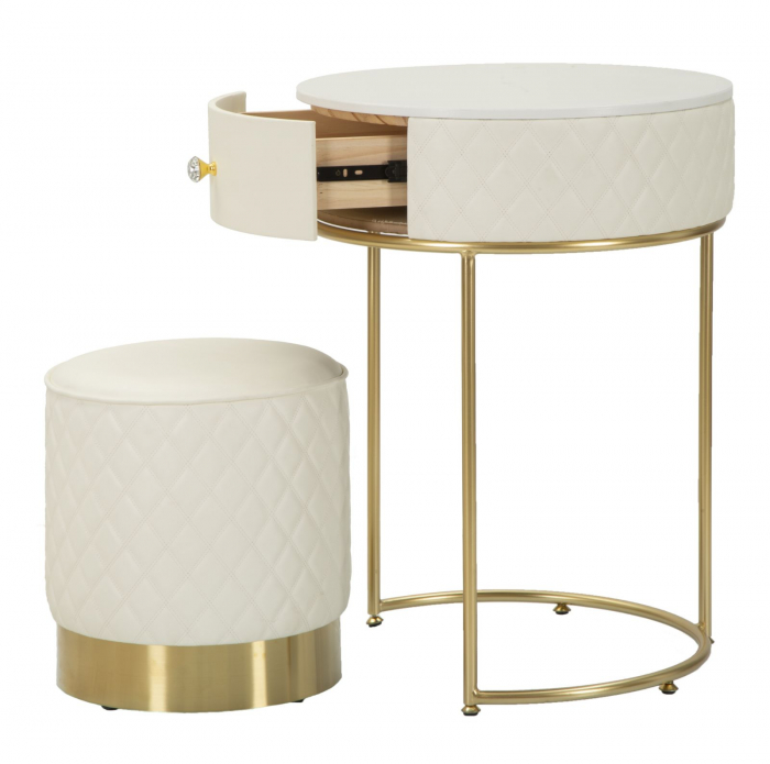 Masa de toaleta rotunda | Blat marmorat | CreativDeco [5]