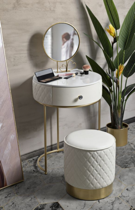 Masa de toaleta rotunda | Blat marmorat | CreativDeco [2]