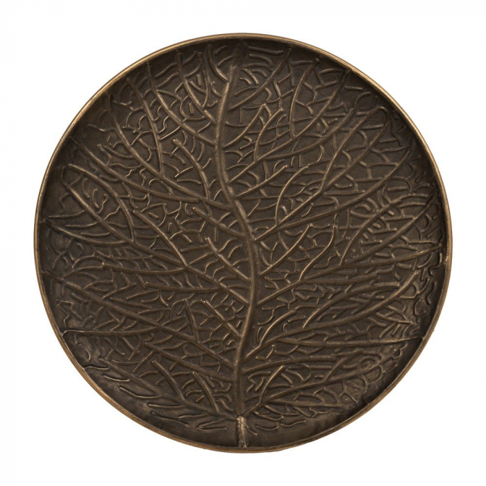 Măsuță rotundă metal auriu vintage cu blat embosat [7]