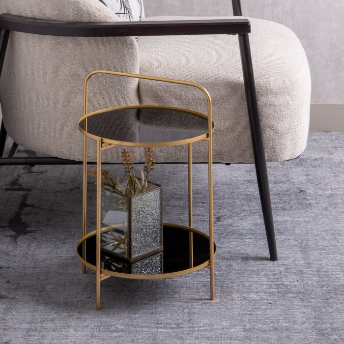 Masa Glam Metal Auriu si Sticla CreativDeco - Mobilier Elegant pentru Decor [2]