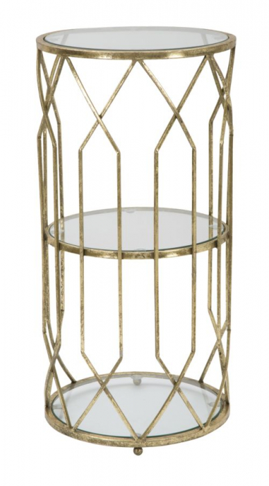 Masuta laterala inalta aurie cu rafturi | Mobilier glamour CreativDeco [2]