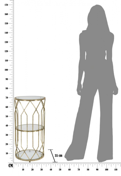 Masuta laterala inalta aurie cu rafturi | Mobilier glamour CreativDeco [9]